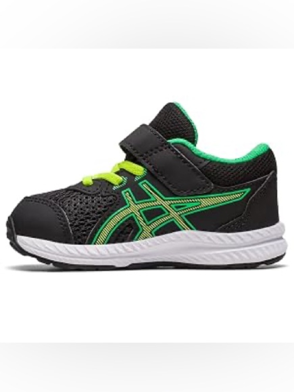 NEW!! Boys ASICS Kids Contend 8 TS Black/Lime Zest Sneaker Size 8